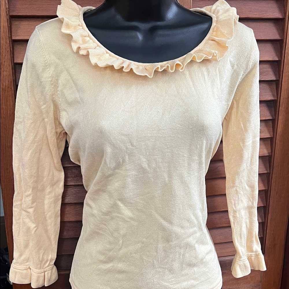 Elegant Cream Ruffle Neck Blouse